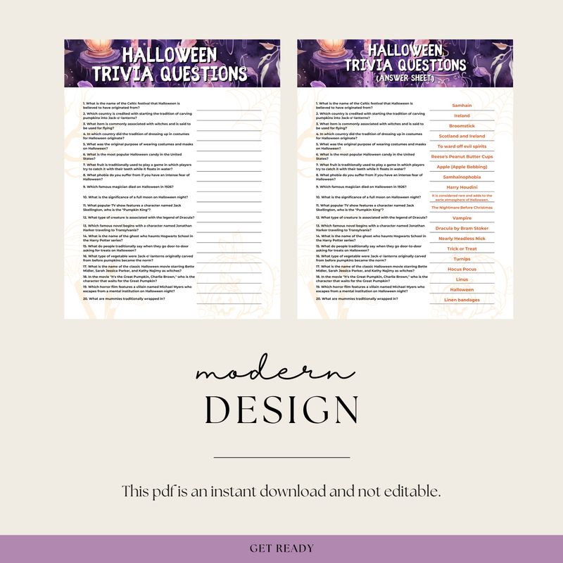 Printable Halloween Trivia Game