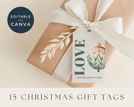 Christmas Blue Ornament Gift Tags 