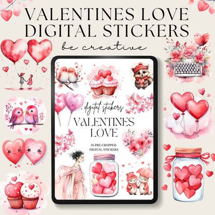 Valentines Love Digital Stickers