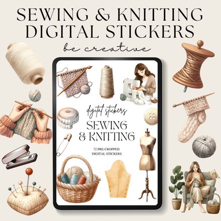 Sewing &amp; Knitting Digital Stickers