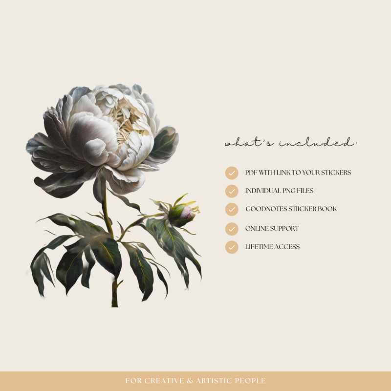 Dark Peonies Stickers