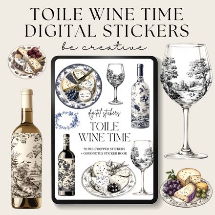 Toile Wine Time Stickers