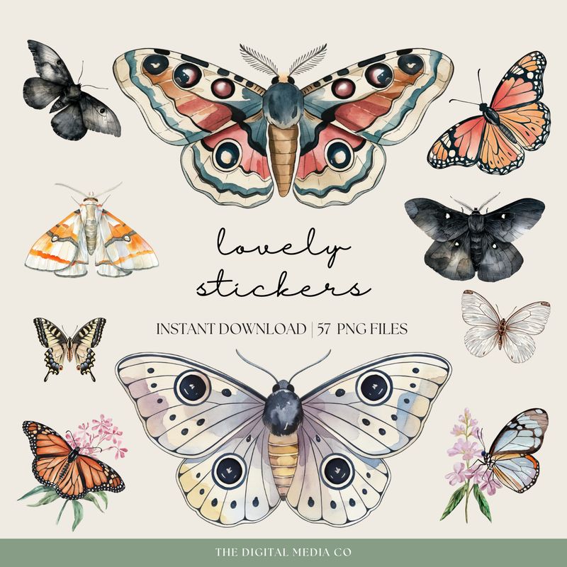 Vintage Moths Stickers