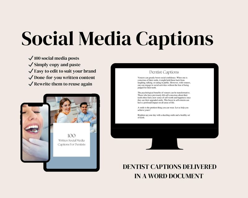50 Instagram Story Posts + 100 Written Social Media Captions Dentists