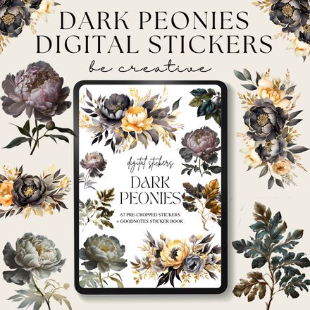 Dark Peonies Stickers