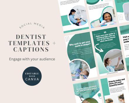 50 Instagram Story Posts + 100 Written Social Media Captions Dentists