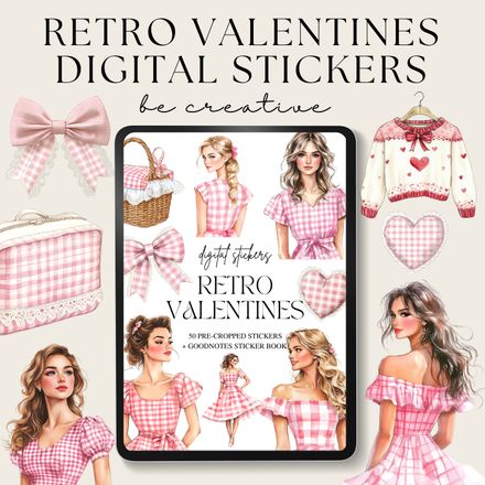 Retro Valentines Love Stickers