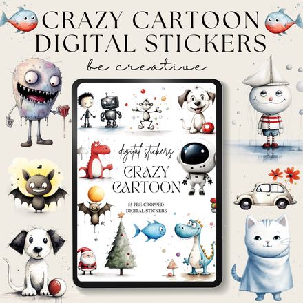 Crazy Cartoon Digital Stickers
