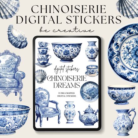 Chinoiserie Dreams Digital Stickers