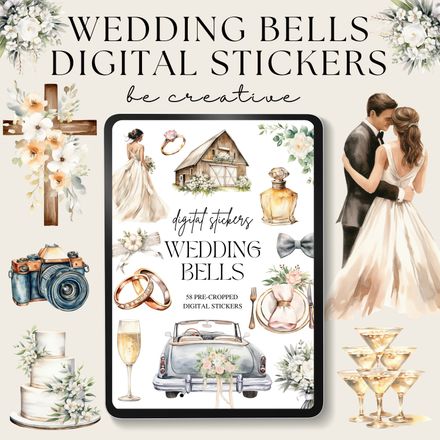 Wedding Bells Digital Stickers