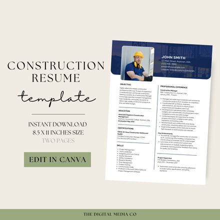 Construction Worker Resume template