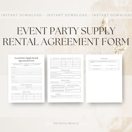 Event Party Supply Rental Agreement Form