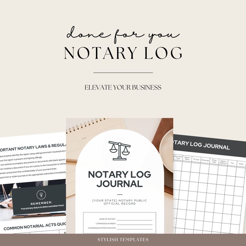 Editable Notary Log Template