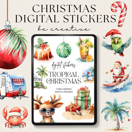 Tropical Christmas Digital Stickers