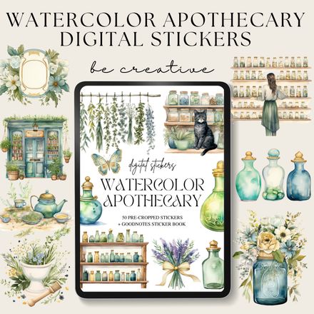 Watercolor Apothecary Stickers