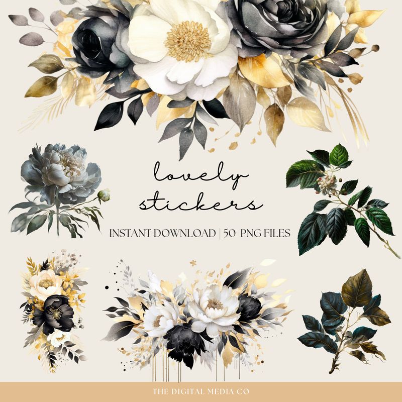 Dark Peonies Stickers