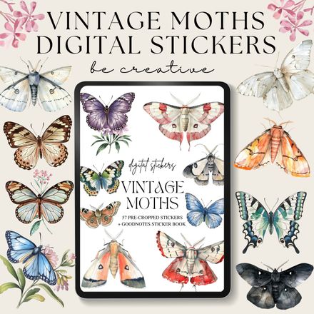 Vintage Moths Stickers