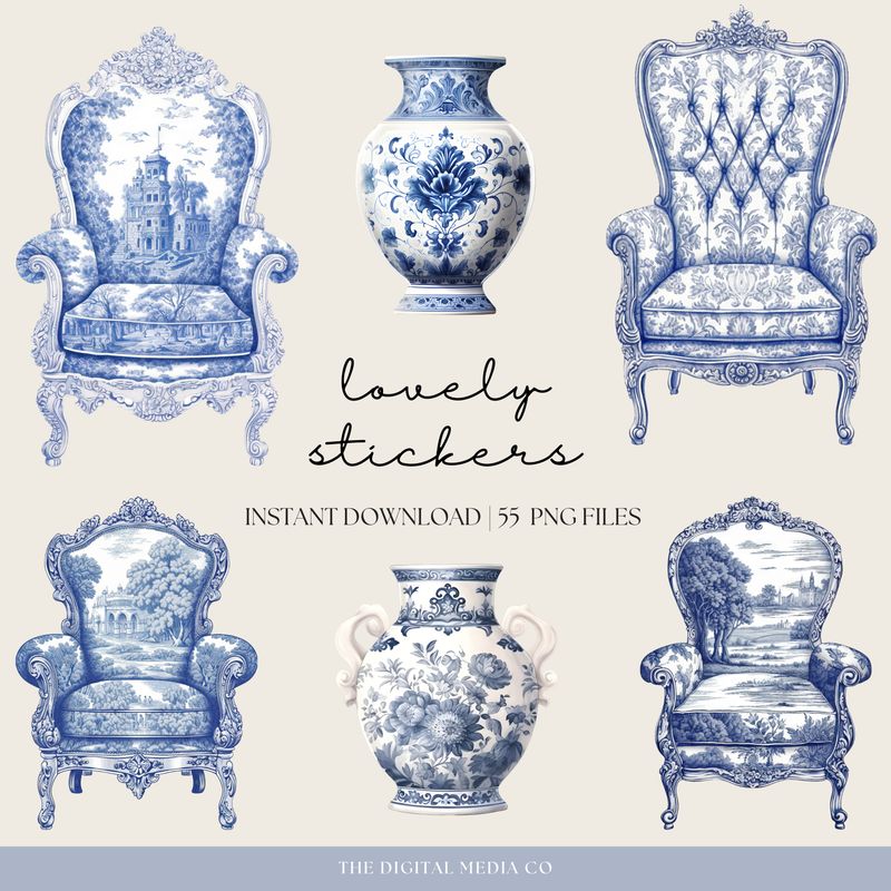 Chinoiserie Dreams Digital Stickers