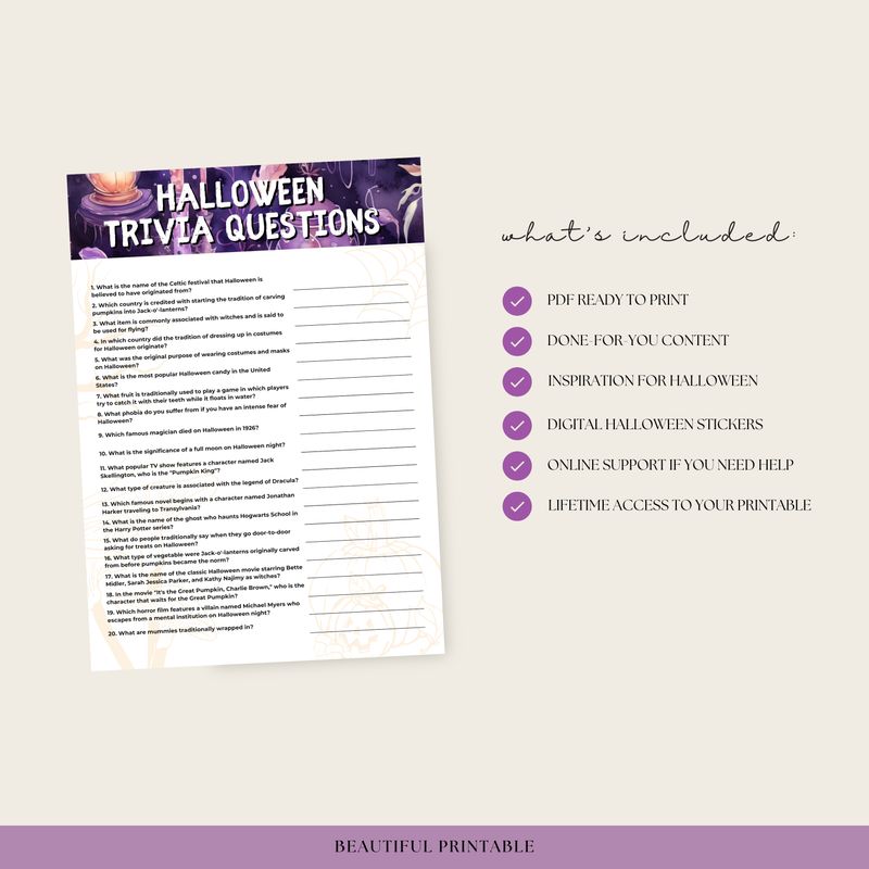 Printable Halloween Trivia Game