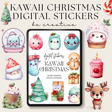 Kawaii Christmas Digital Stickers