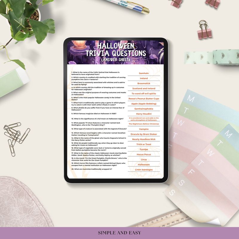 Printable Halloween Trivia Game