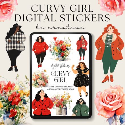 Curvy Girl Digital Stickers