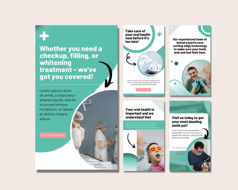 50 Instagram Story Posts + 100 Written Social Media Captions Dentists