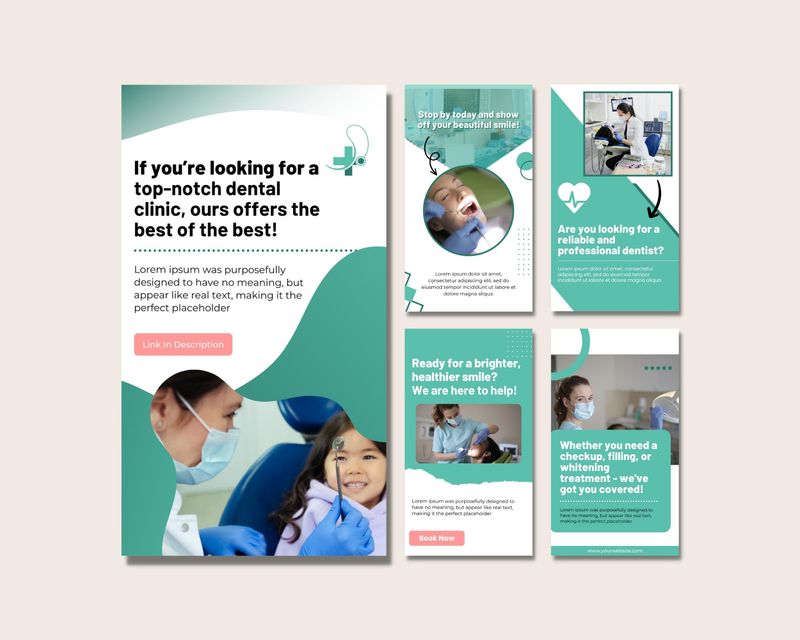 50 Instagram Story Posts + 100 Written Social Media Captions Dentists