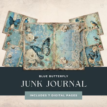 Blue Butterfly Junk Journal Bundle