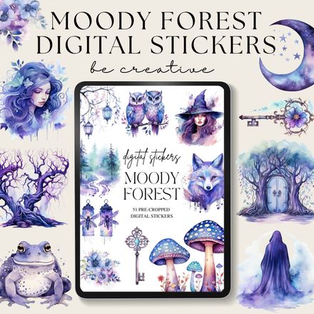 Moody Forest Stickers Digital 