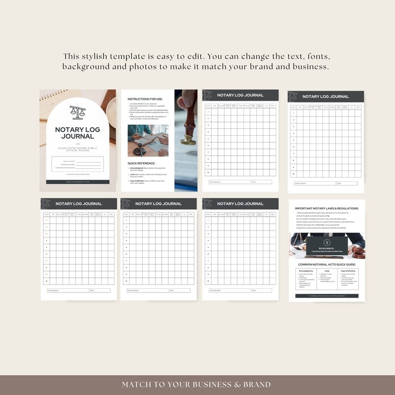 Editable Notary Log Template