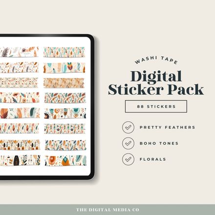 Boho Washi Digital Stickers