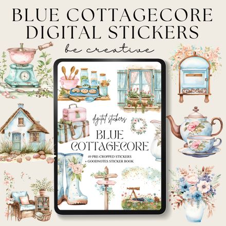 Blue Cottagecore Stickers
