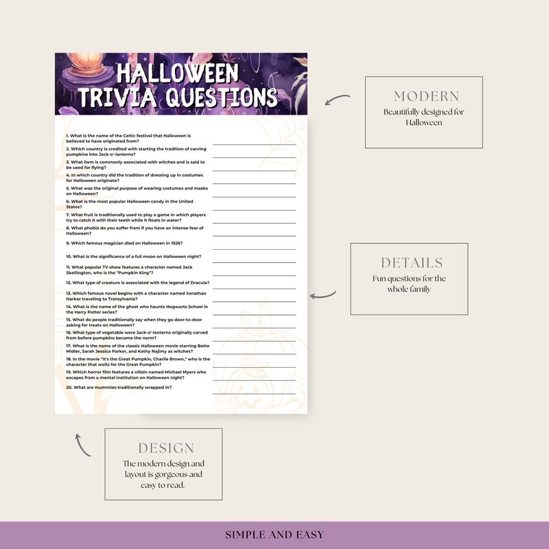Printable Halloween Trivia Game
