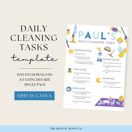 Kids Daily Cleaning Sheet