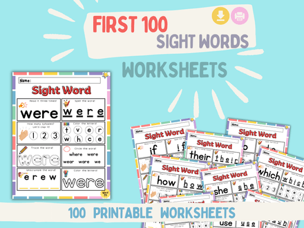 100 Sight Words Worksheets