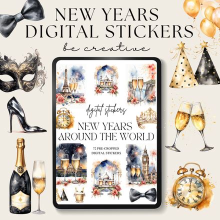 New Years Around The World Stickers