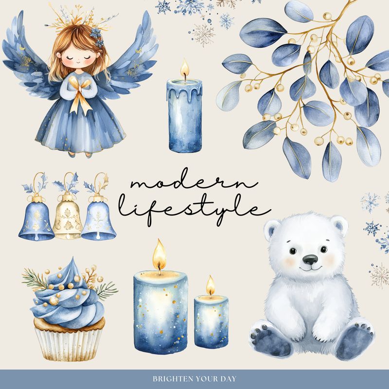 Blue Christmas Stickers