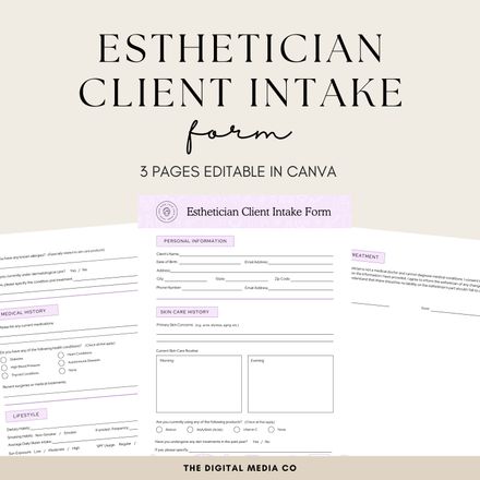 Esthetician Client Intake Form