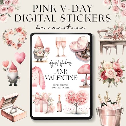 Pink V-day Digital Stickers