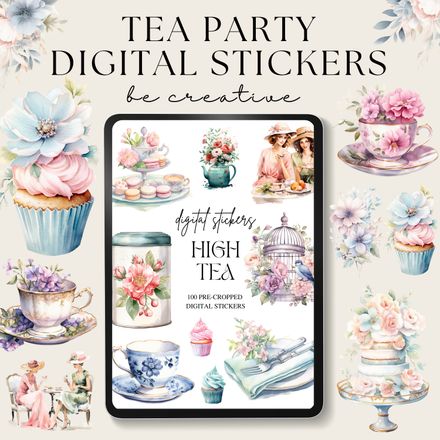 Tea Time Digital Stickers
