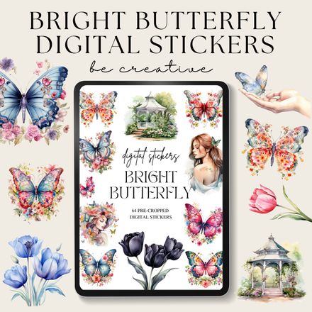 Bright Butterfly Digital Stickers