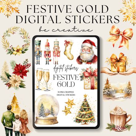 Festive Gold Christmas Stickers