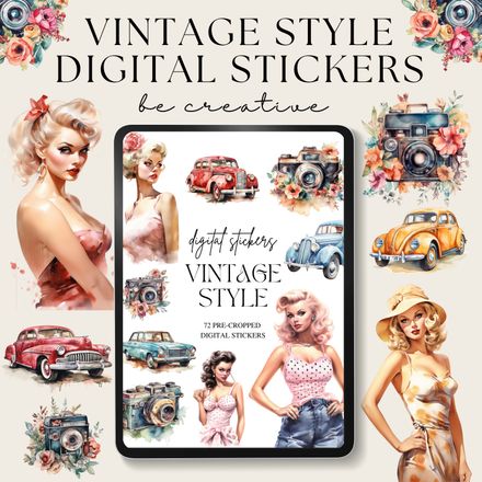 Vintage Style Digital Stickers