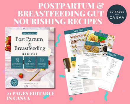 Postpartum and Breastfeeding Gut Nourishing Recipes Book template
