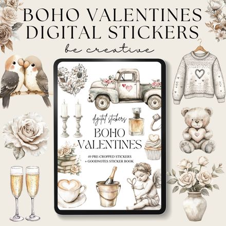 Boho Valentines Digital Stickers