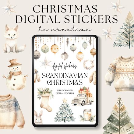 White Christmas Digital Stickers