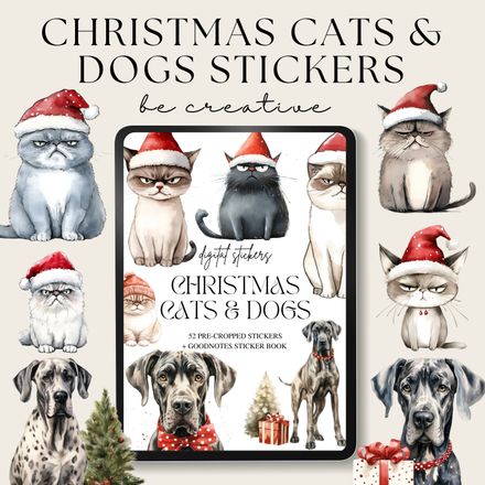 Christmas Cats and Dogs Stickers