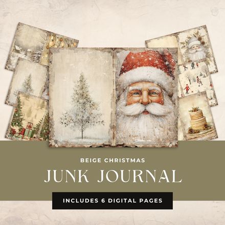 Beige Christmas Junk Journal Bundle
