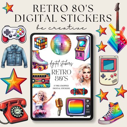 Retro 80&#x27;s Digital Stickers